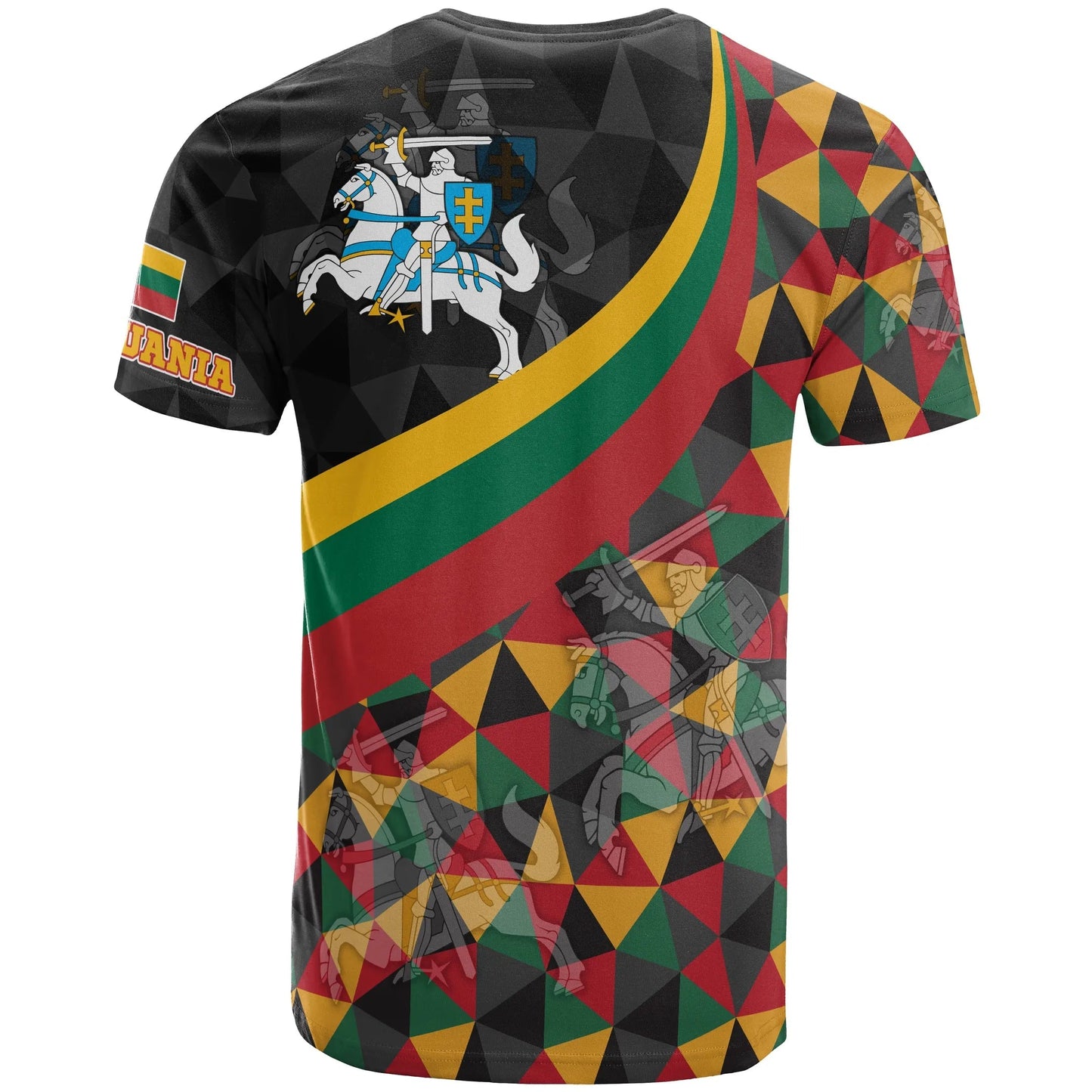 Lithuania T-Shirt Lithuania Coat Of Arms with Flag Color 18 Graphic Tee