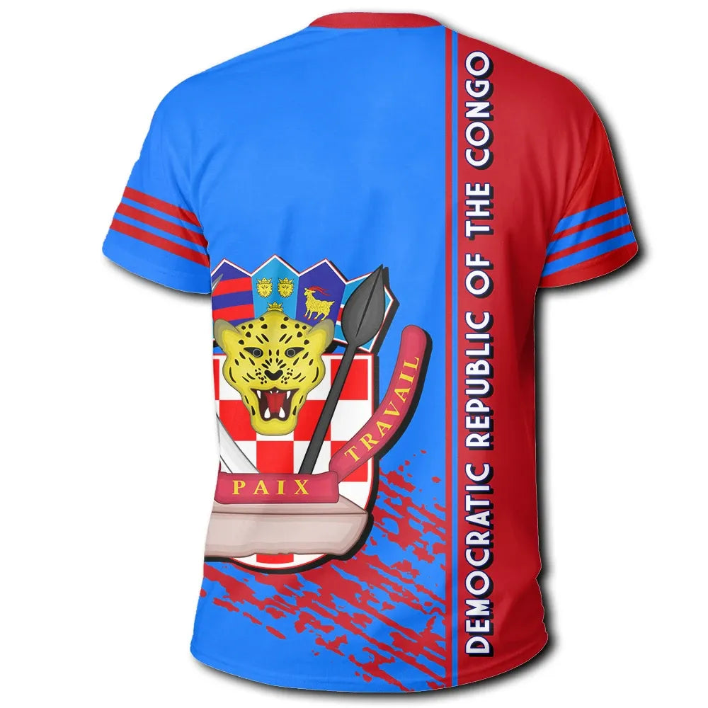 Democratic Republic Of The Congo Coat Of Arms T-Shirt Quarter Style Graphic Tee
