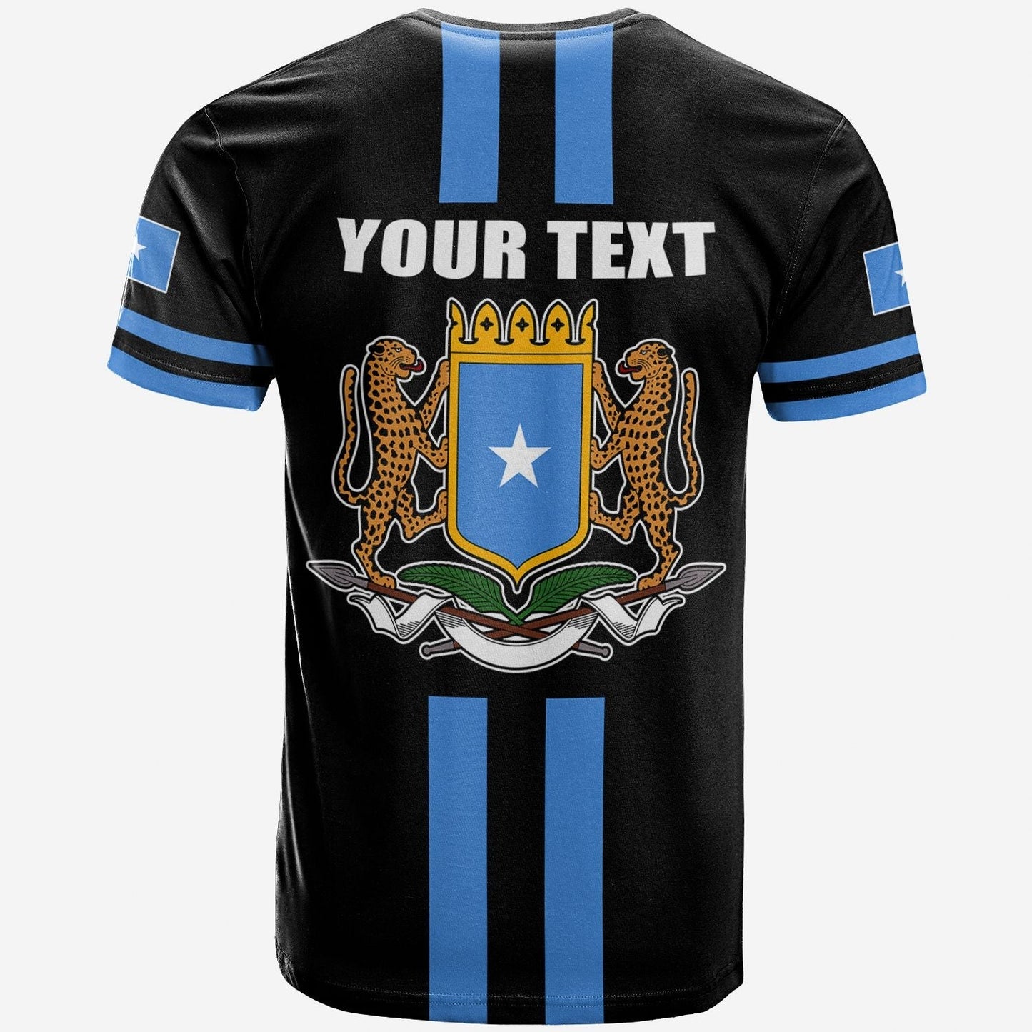 Custom Somalia T-Shirt Flag Black Graphic Tee
