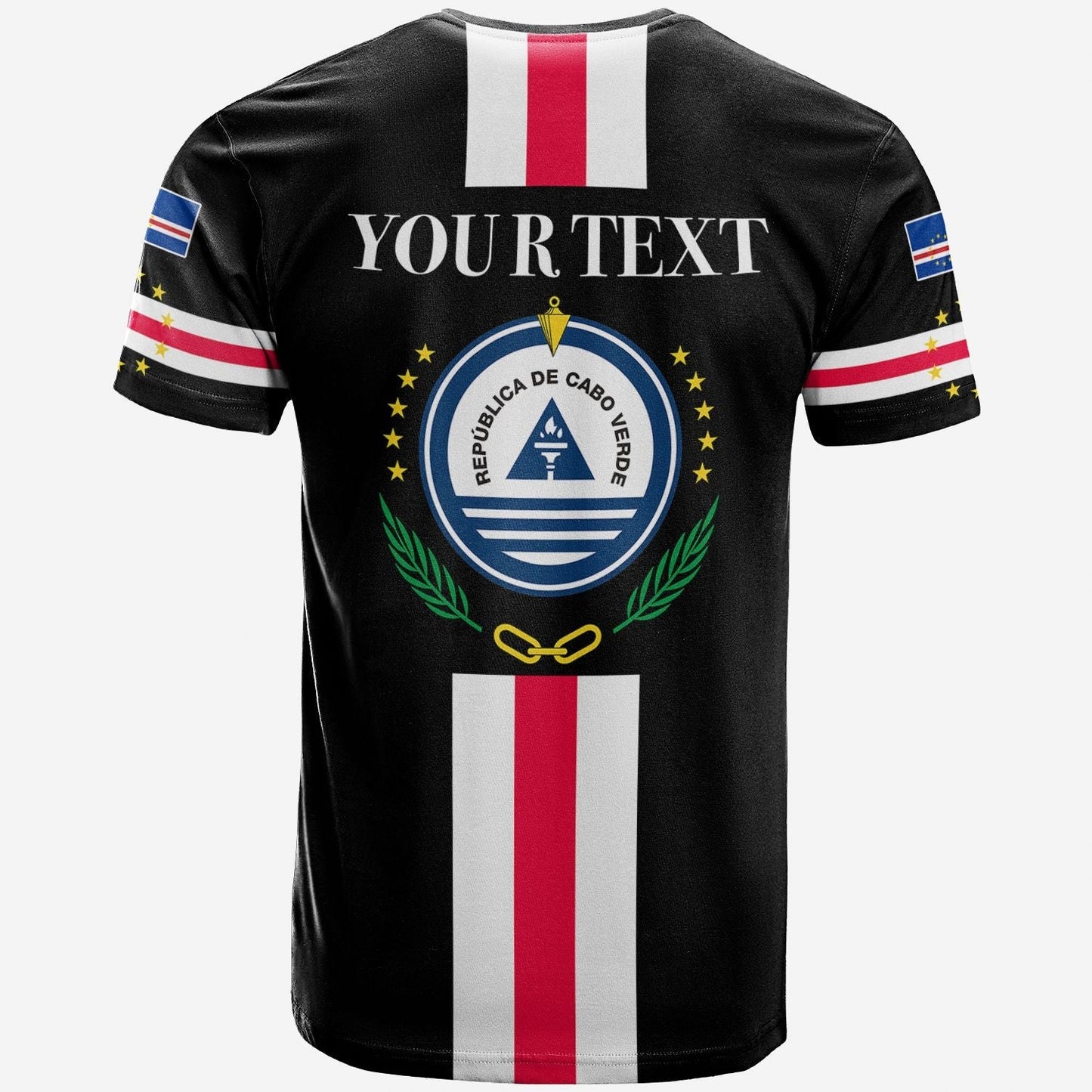 Custom Cape Verde T-Shirt Striped Version Black Graphic Tee