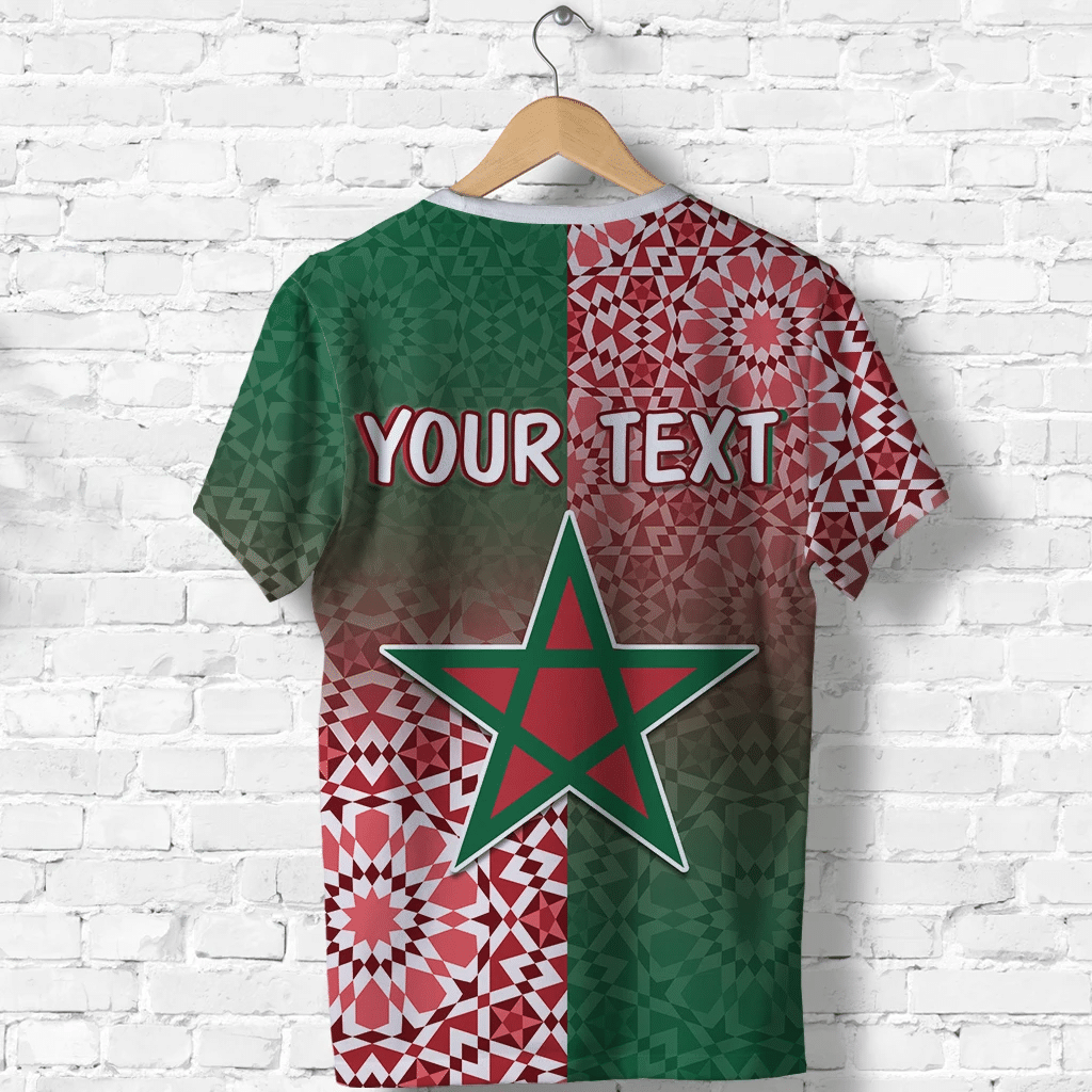 Custom Morocco Pattern T-Shirt Coat Of Arms Graphic Tee