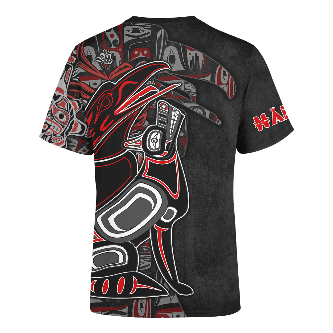 Raven and Wolf Native American Pacific Northwest Style Customized All Over Printed T-Shirt Graphic Tee