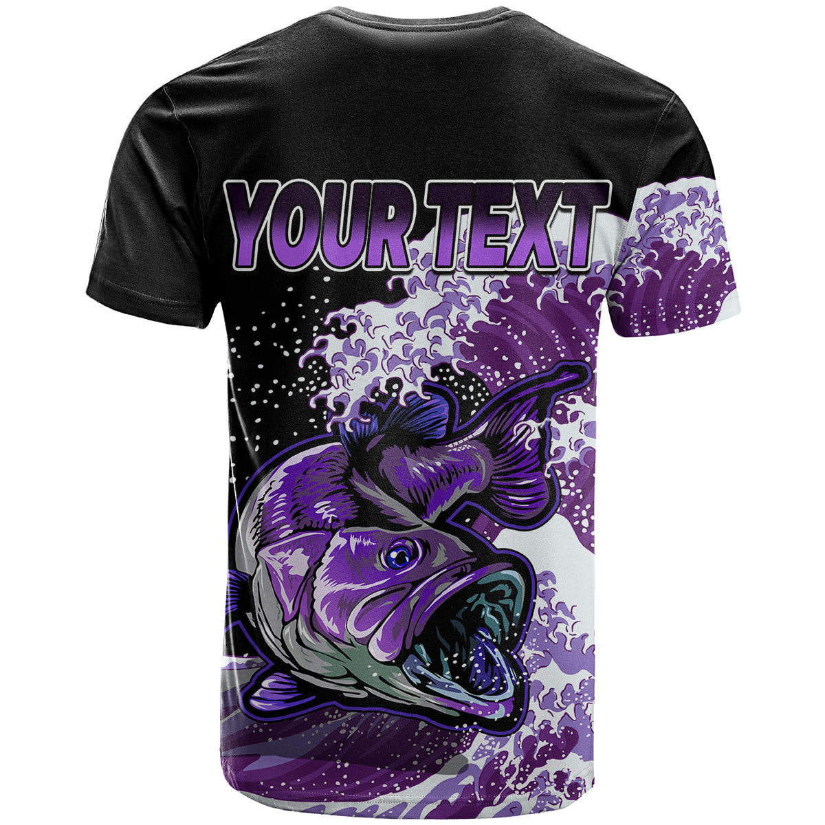 Custom Bass Fishing Purple T-Shirt Graphic Tee
