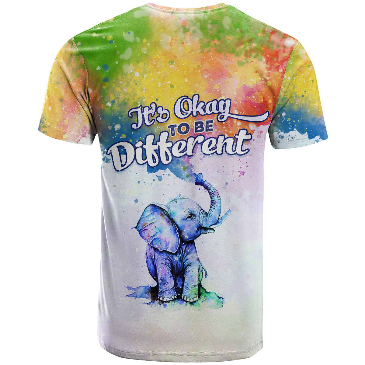 Autism Elephant Watercolor Style It's Okay To Be Different T-Shirt Graphic Tee