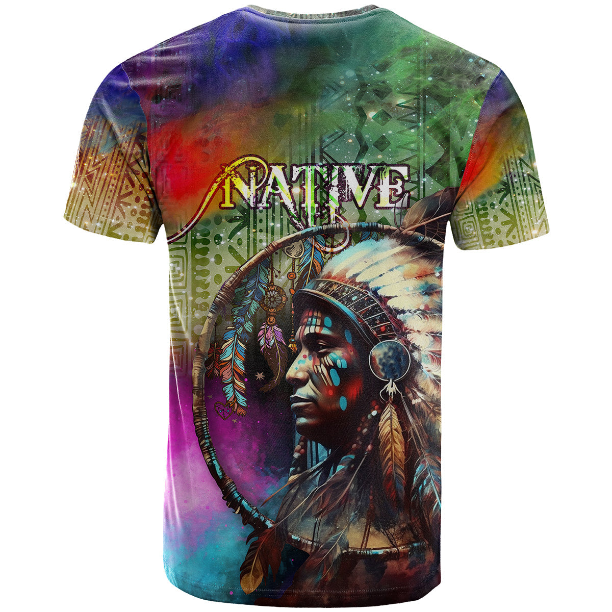 Native American Indian Chief Man Headdress T-Shirt Graphic Tee