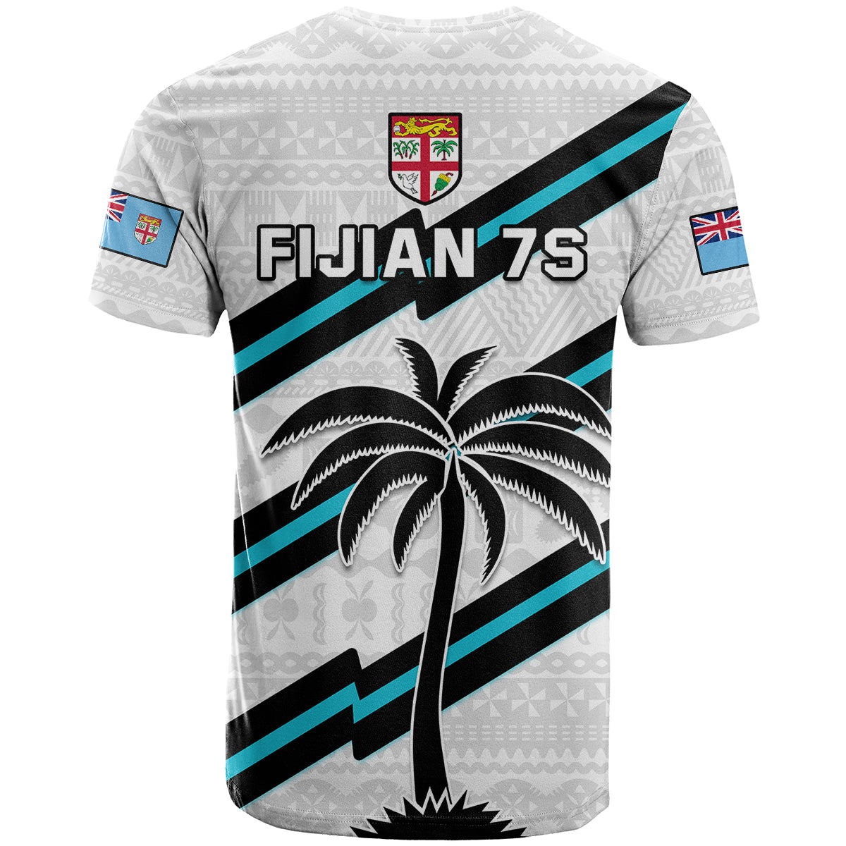 Fiji Rugby Tapa Pattern Fijian 7s White T-Shirt Graphic Tee