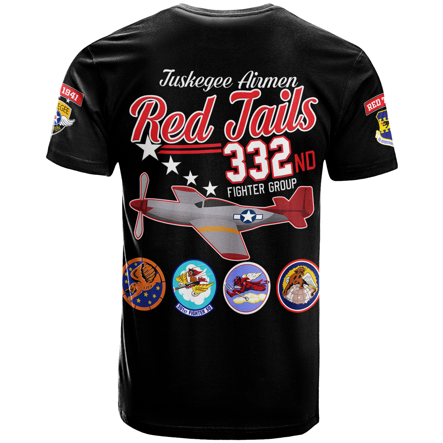 Custom Tuskegee Airmen The Red Tails Pride T-Shirt Graphic Tee