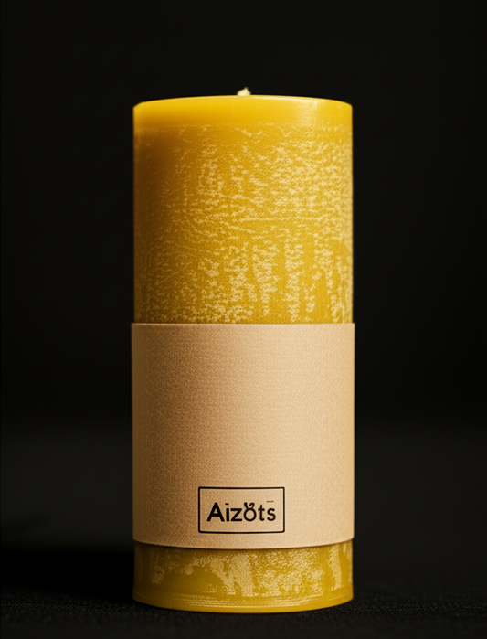 Aizots Vintage Beeswax Pillar Candle – Hand-Poured Rustic Candle for Table Decor