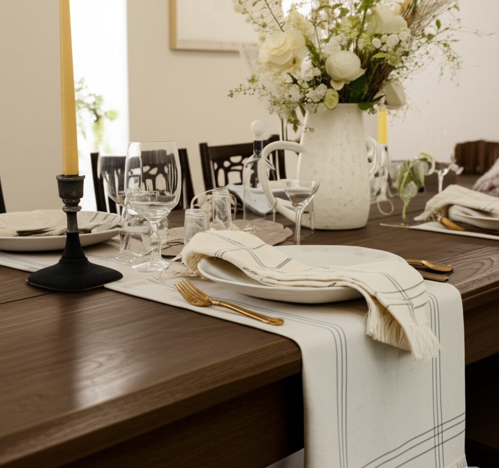 Aizots Vintage Cotton Fringe Napkins – Set of 4 Rustic Soft Table Linens