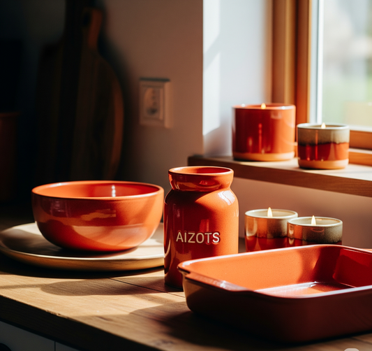 Aizots Fire-Glazed Spice Jar – Handcrafted Terracotta Jar with Lid for Hot Spices & Herbs