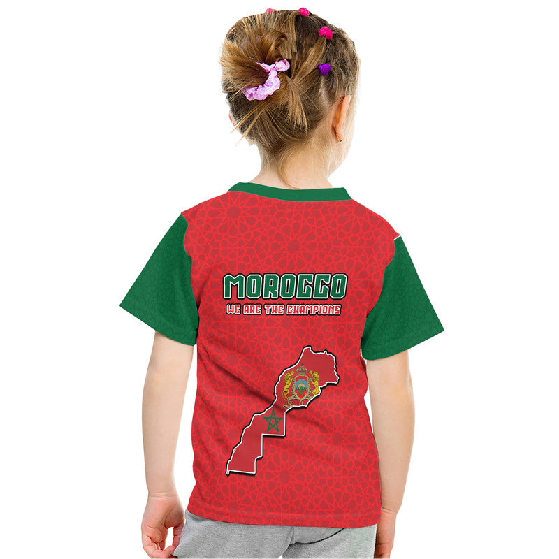 Morocco Football Mixed Flag Map Style T-Shirt Graphic Tee