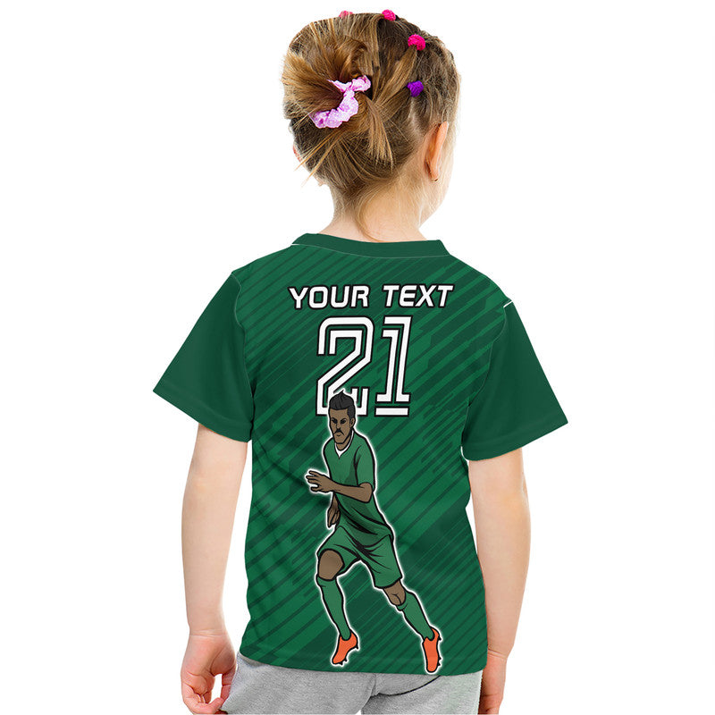 Custom Saudi Arabia Football with Flag Background T-Shirt Graphic Tee