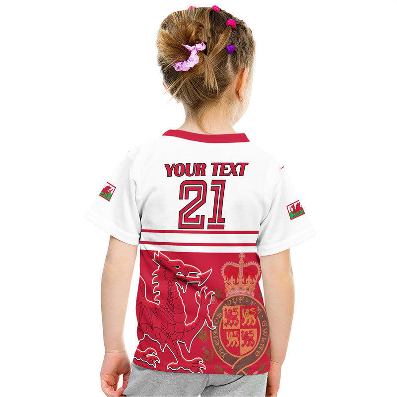 Custom Wales Football Qatar 2022 Cymru Coat of Arms Red T-Shirt Graphic Tee