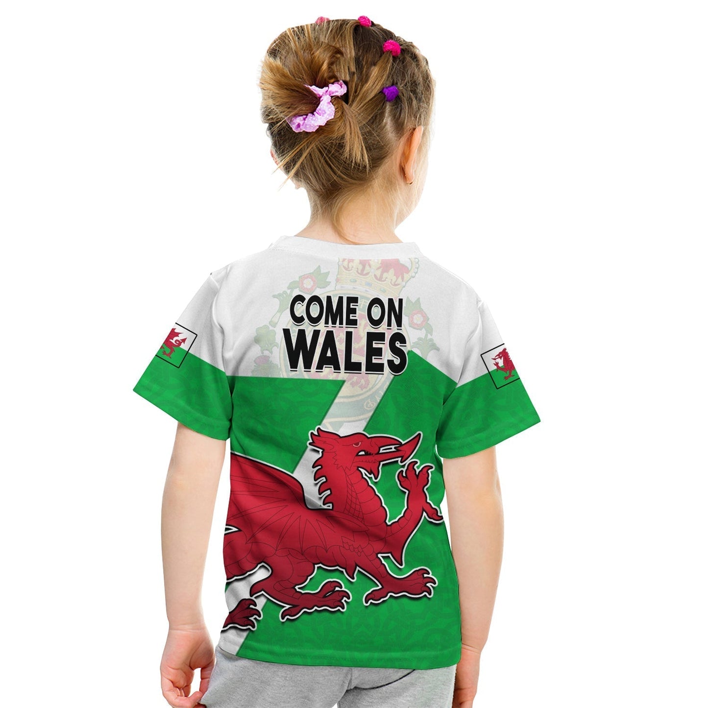 Wales Football T-Shirt Come On Welsh Dragons With Celtic Knot Pattern Graphic Tee