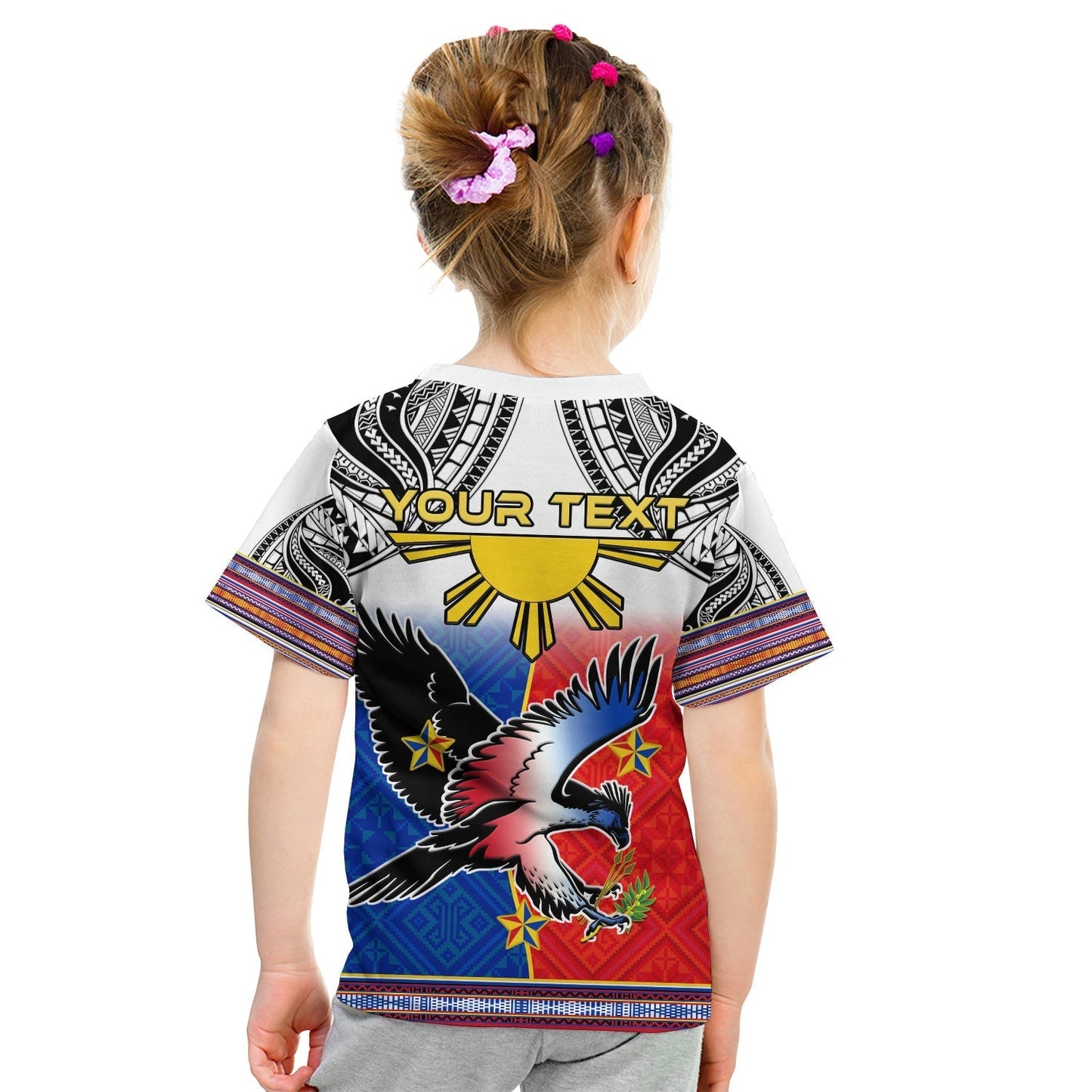 Custom Philippines T-Shirt Polynesian Filipino Pattern With Eagle Graphic Tee