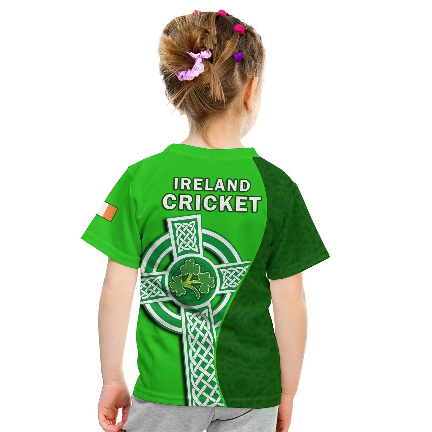 Ireland Cricket T-Shirt Irish Flag Celtic Cross Sporty Style Graphic Tee