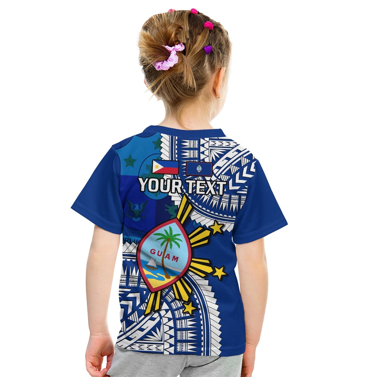 Custom Guam and Philippines T-Shirt Guaman Filipinas Together Blue Graphic Tee