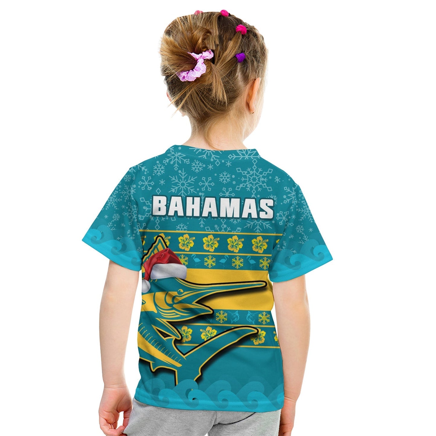 Custom Bahamas T-Shirt Bahamian Blue Marlin Merry Christmas Graphic Tee