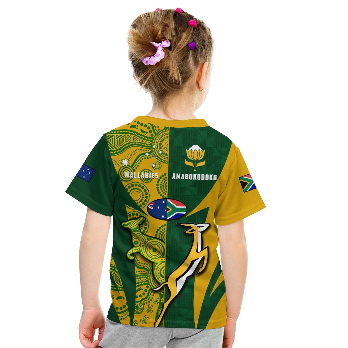 Australia Rugby and South Africa Rugby T-Shirt Wallabies Mix Springboks Sporty Graphic Tee