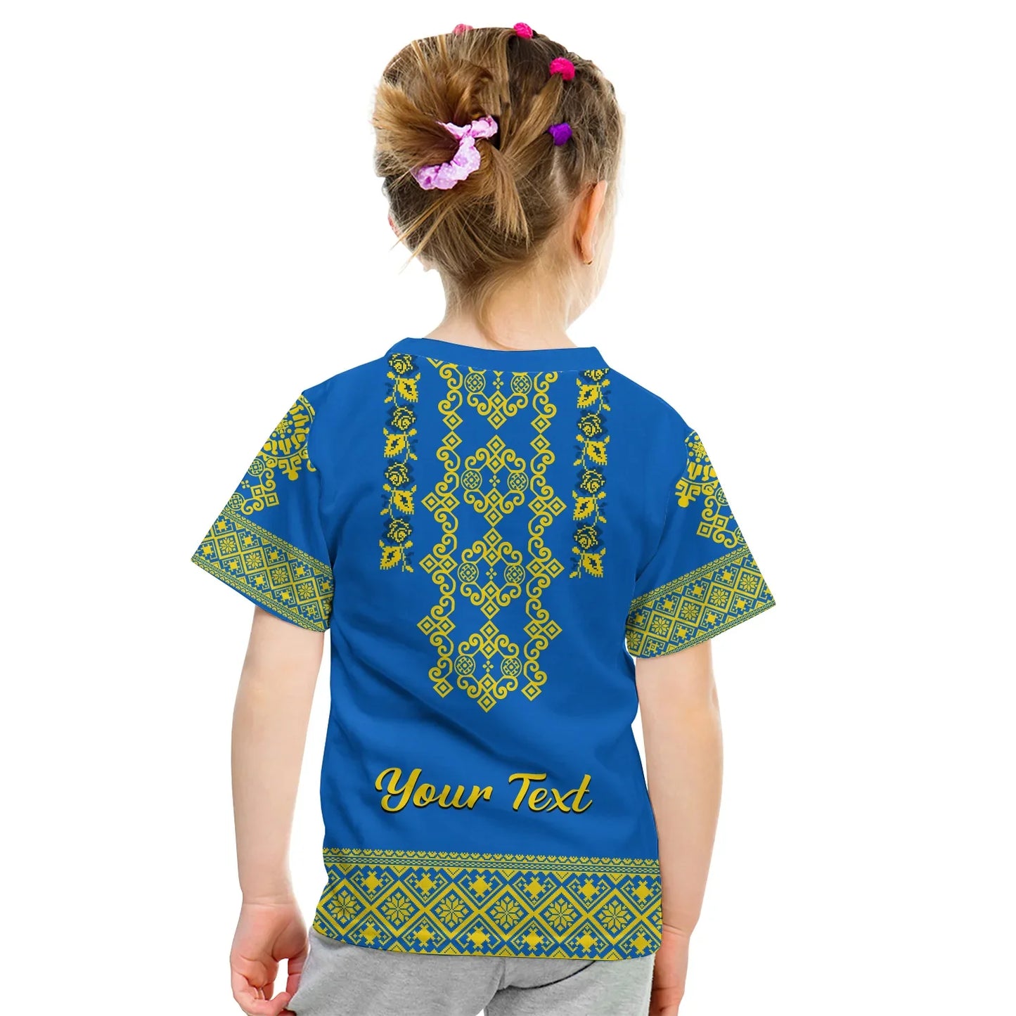 Custom Ukraine T-Shirt Yellow Ukrainian Folk Graphic Tee