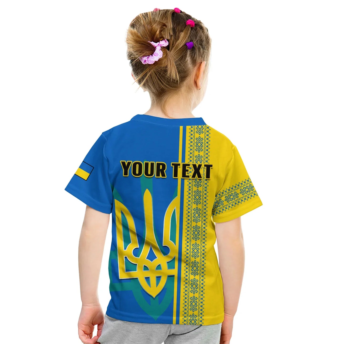 Custom Ukraine Unity Day T-Shirt Folk Ukrainian Coat Of Arms Graphic Tee
