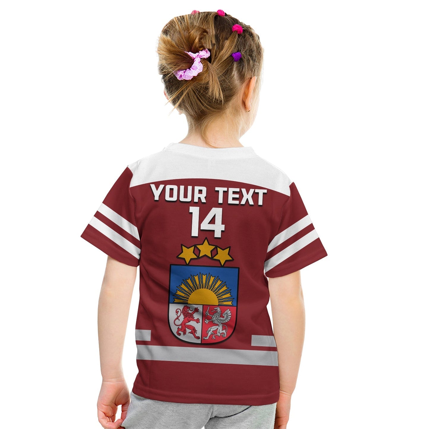 Custom Latvia Hockey T-Shirt Red Sporty Style Graphic Tee