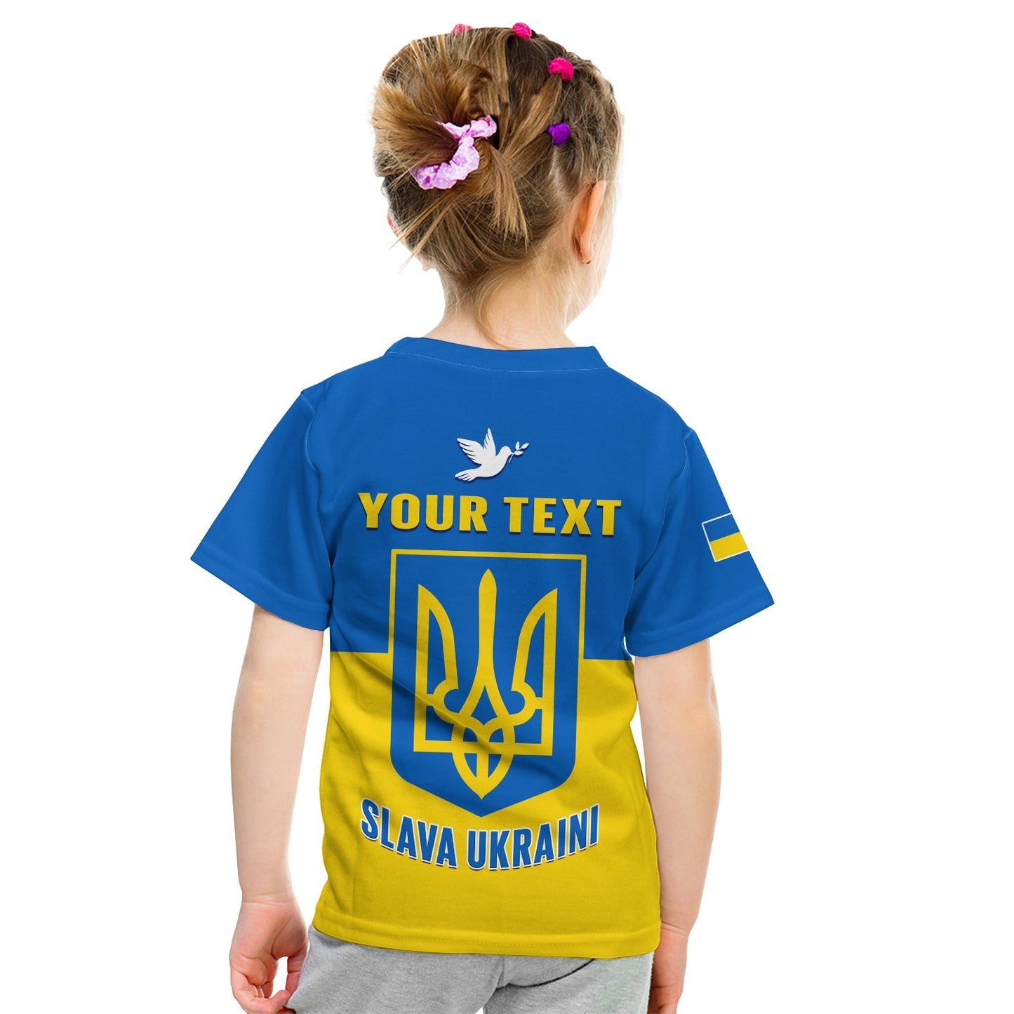 Custom Ukraine T-Shirt Ukraine Gold Trident Slava Ukraini Blue Graphic Tee