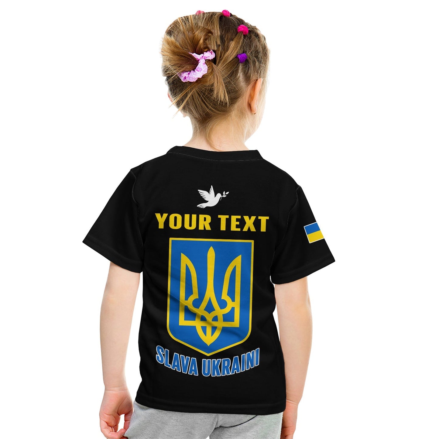 Custom Ukraine T-Shirt Ukraine Gold Trident Slava Ukraini Black Graphic Tee