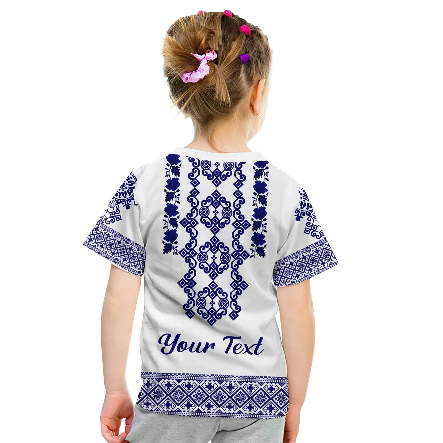 Custom Ukraine T-Shirt Navy Ukrainian Folk Graphic Tee
