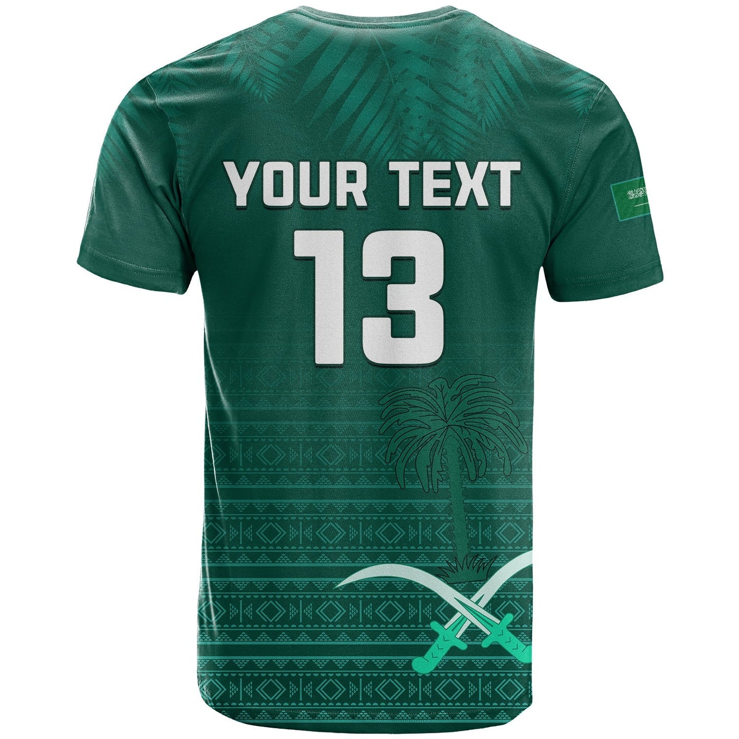 Custom Saudi Arabia Football T-Shirt KSA Proud Arabia Pattern Green Original Graphic Tee