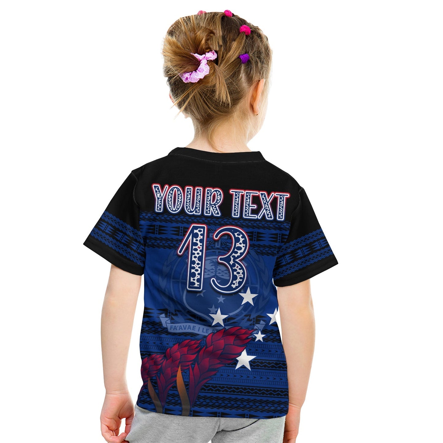 Custom Toa Samoa Rugby T-Shirt Uso Aso Uma Go Champions Blue Graphic Tee