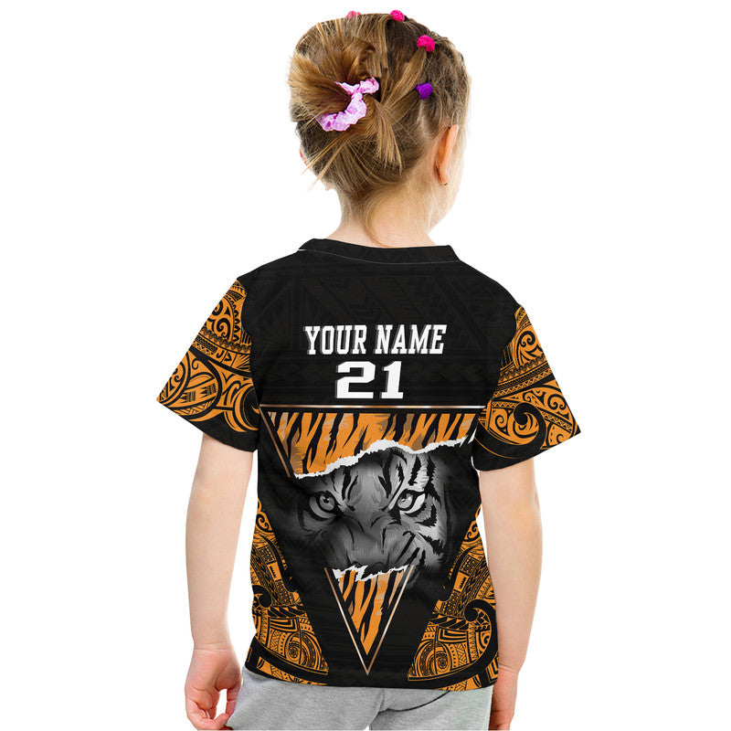 Custom Papua New Guinea Lae Snax Tigers T-Shirt Polynesian Tiger Face Graphic Tee
