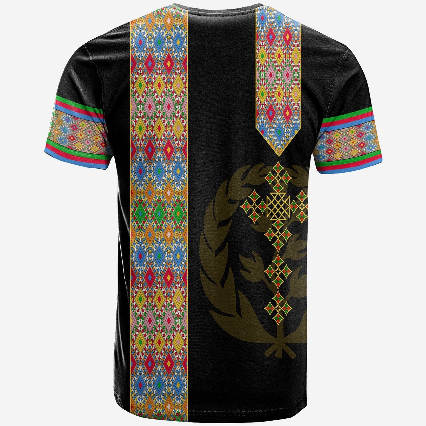 Habesha Tilet Pattern T-Shirt Eritrea Emblem Graphic Tee