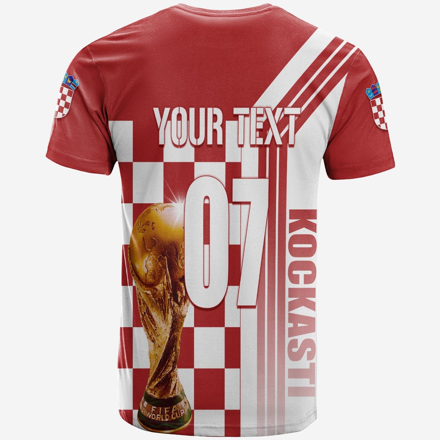 Personalised Croatia World Cup 2022 T-Shirt Kockasti Graphic Tee
