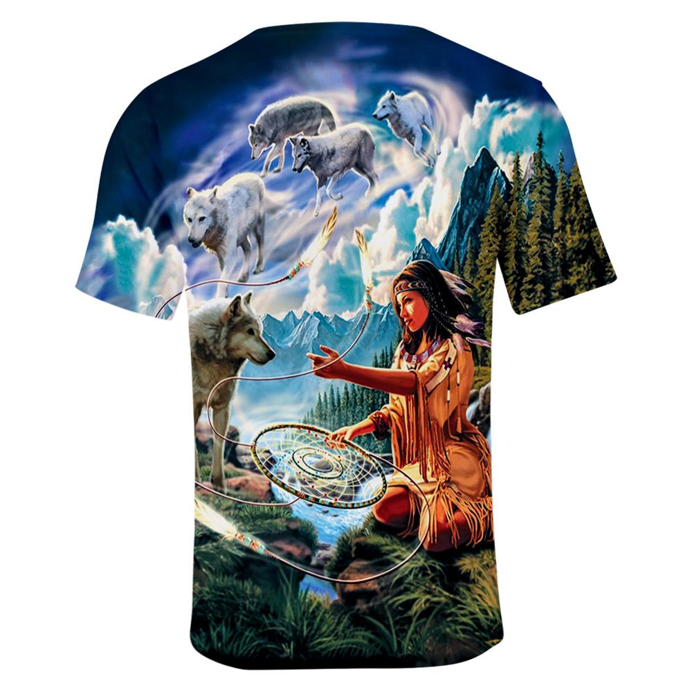 Wolf Dreamcatcher and Native Women Native American 3D T-Shirt LT10 Graphic Tee
