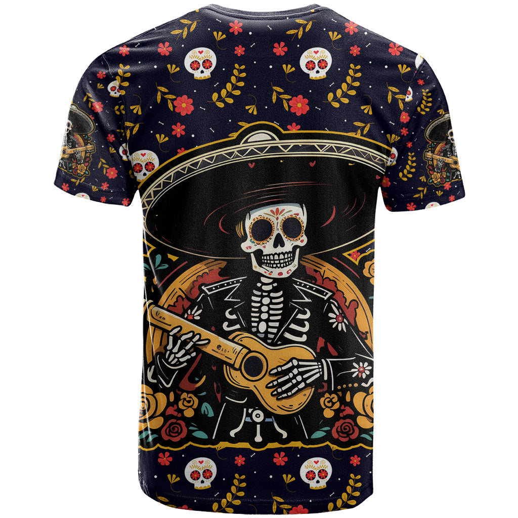 Day of Dead Skull T-Shirt Sugar Skull Musican Graphic Tee