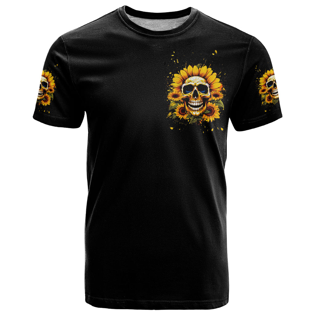 Sunflower Skull T-Shirt She Is Sunshine Mixed With A Little Hurricance Graphic Tee