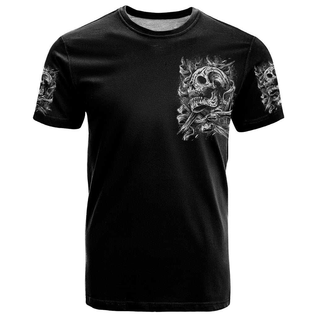 Three Skull T-Shirt Stuck Between Idk Idc And Idgaf Graphic Tee