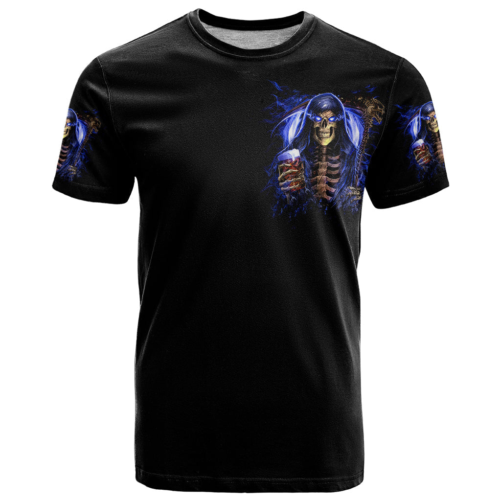 Skull Reaper T-Shirt The Devil Whispered To Me I Whisper Back Bring Beer Graphic Tee