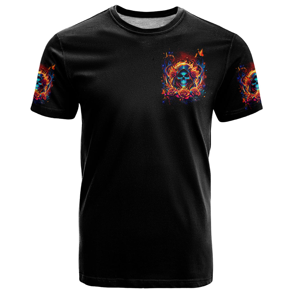 Flame Skull T-Shirt Heaven Don't Want Me And Hell's Afraid I'll Take Over Graphic Tee