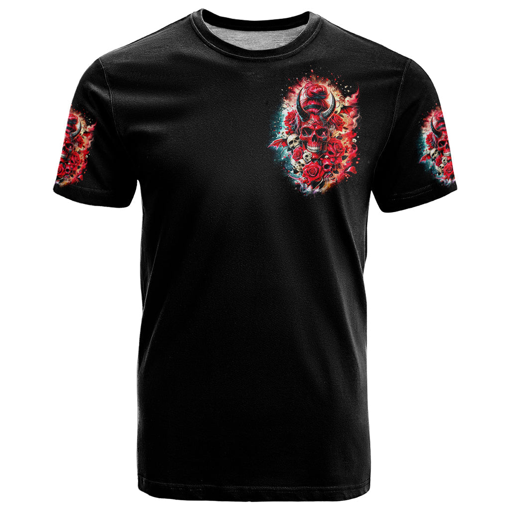 Devil Skull T-Shirt Stuck Between IDK IDC and IDGAF Graphic Tee