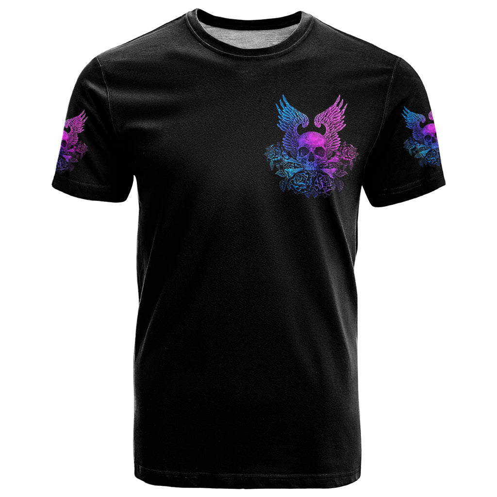 Wings Skull T-Shirt Heaven Don't Want Me Hell Afraid I Take Over Graphic Tee