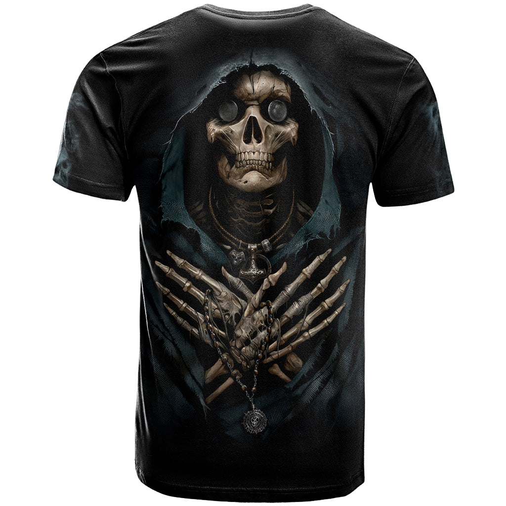 Grim Reaper T-Shirt The Ferryman Of The Underworld with Charon Skull Black Graphic Tee