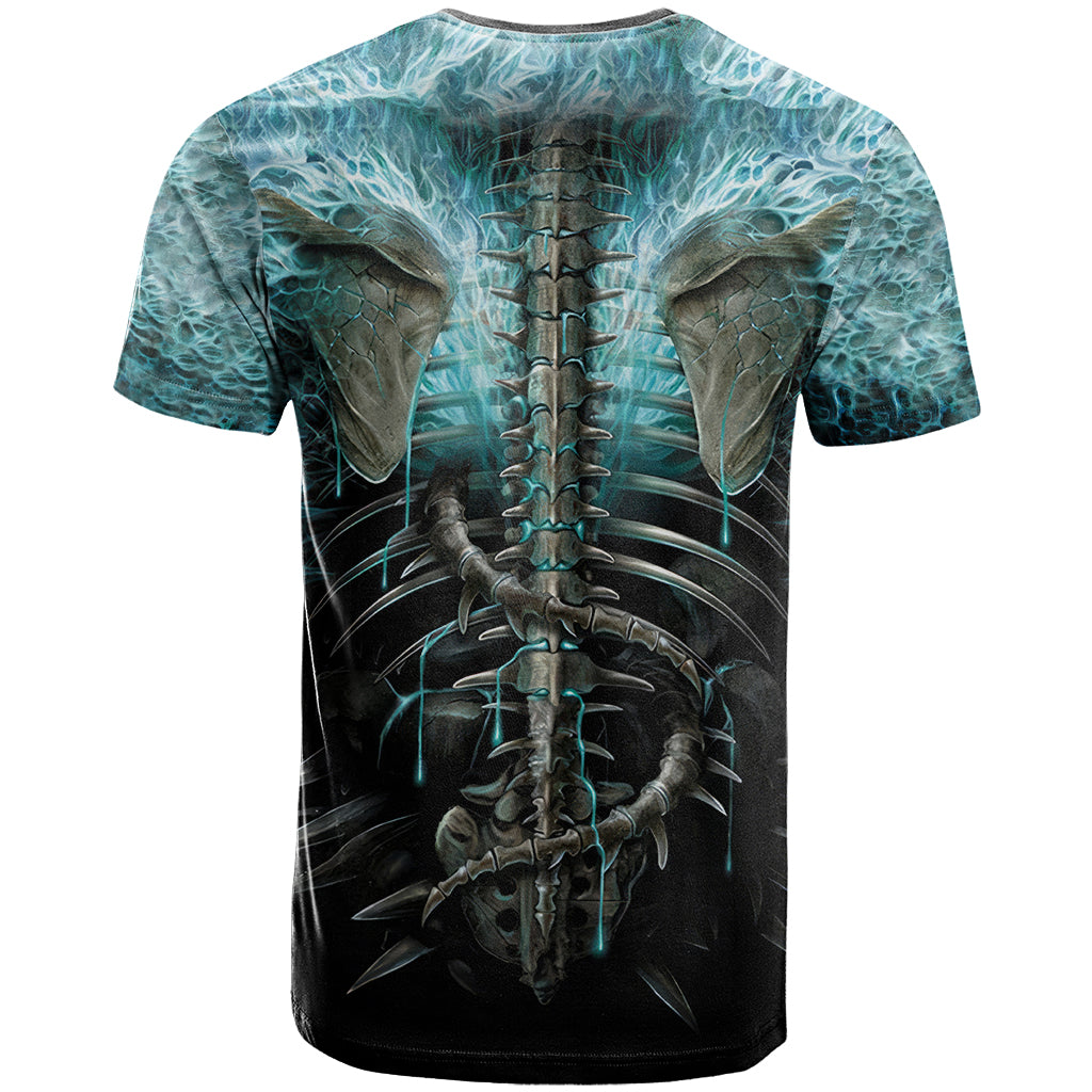 Flame Twin Skull T-Shirt Skeleton Inside Graphic Tee