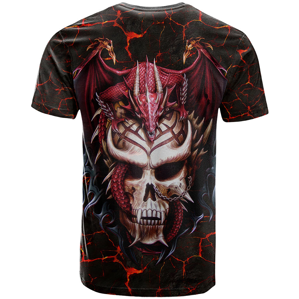 Infernal Draconic Skull T-Shirt Embracing the Fiery Soul Graphic Tee