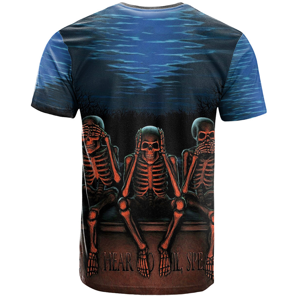 Skull T-Shirt Three Skeleton No See No Speak No Hear Graphic Tee