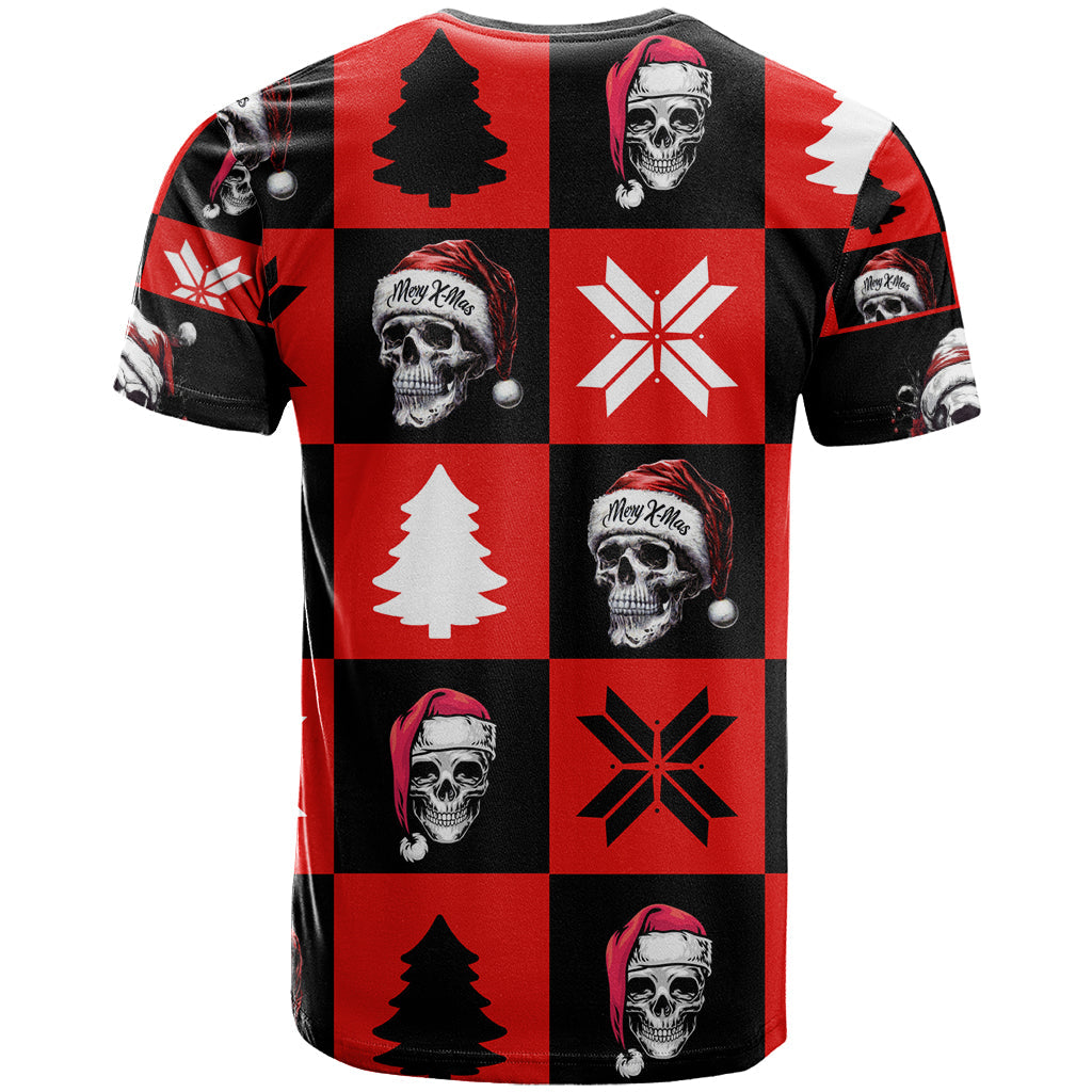 Skull Santa T-Shirt Pattern Skull Santa Ugly Christmas Graphic Tee