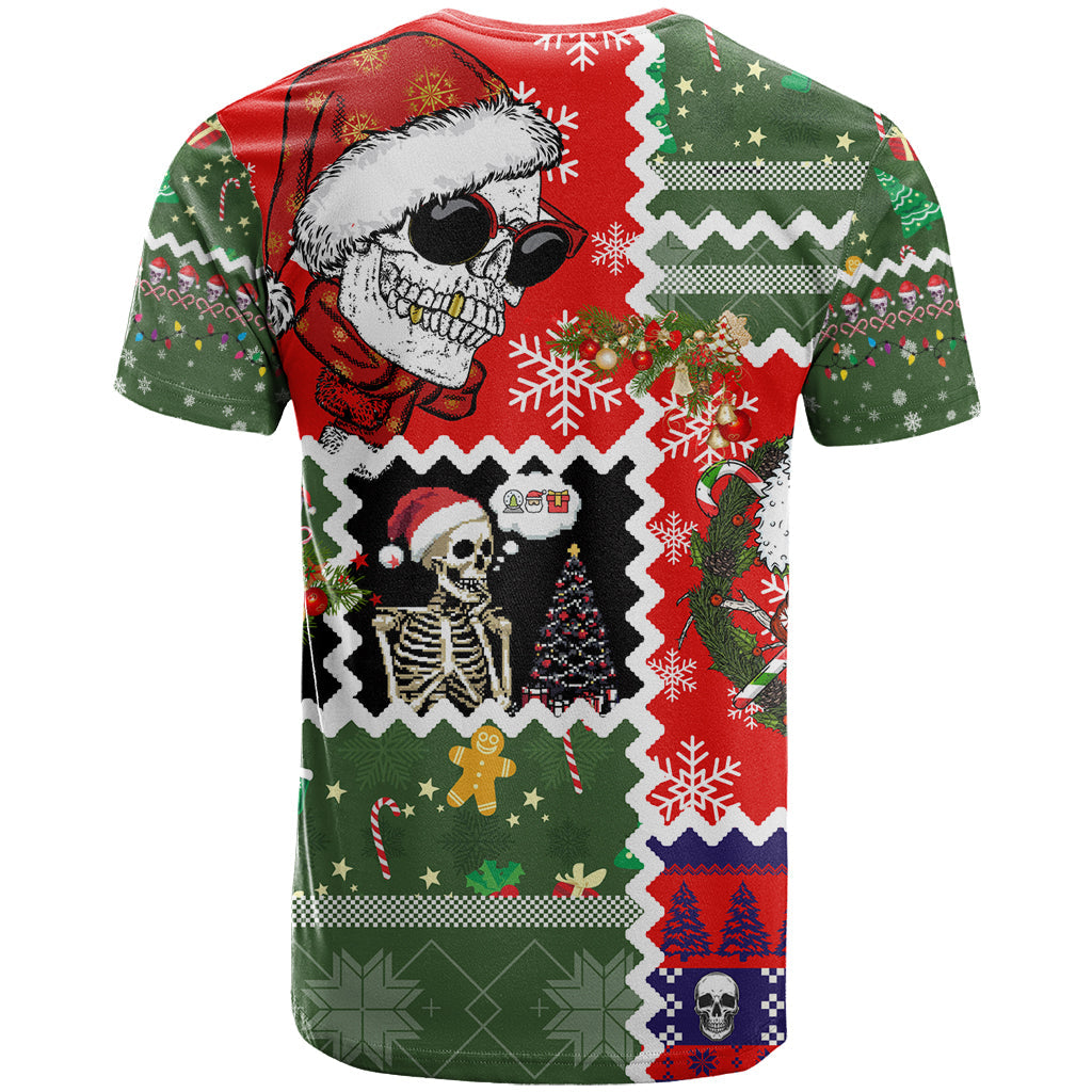 Skeleton Santa Claus T-Shirt Moodboard Skull Ugly Christmas Graphic Tee