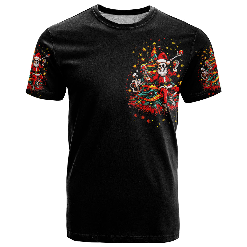 Skeleton Santa Claus T-Shirt Rockin' Around The Christmas Tree Graphic Tee