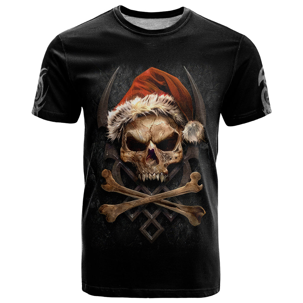 Skeleton Santa Claus T-Shirt Scary Skeleton Santa Claus Coming Graphic Tee